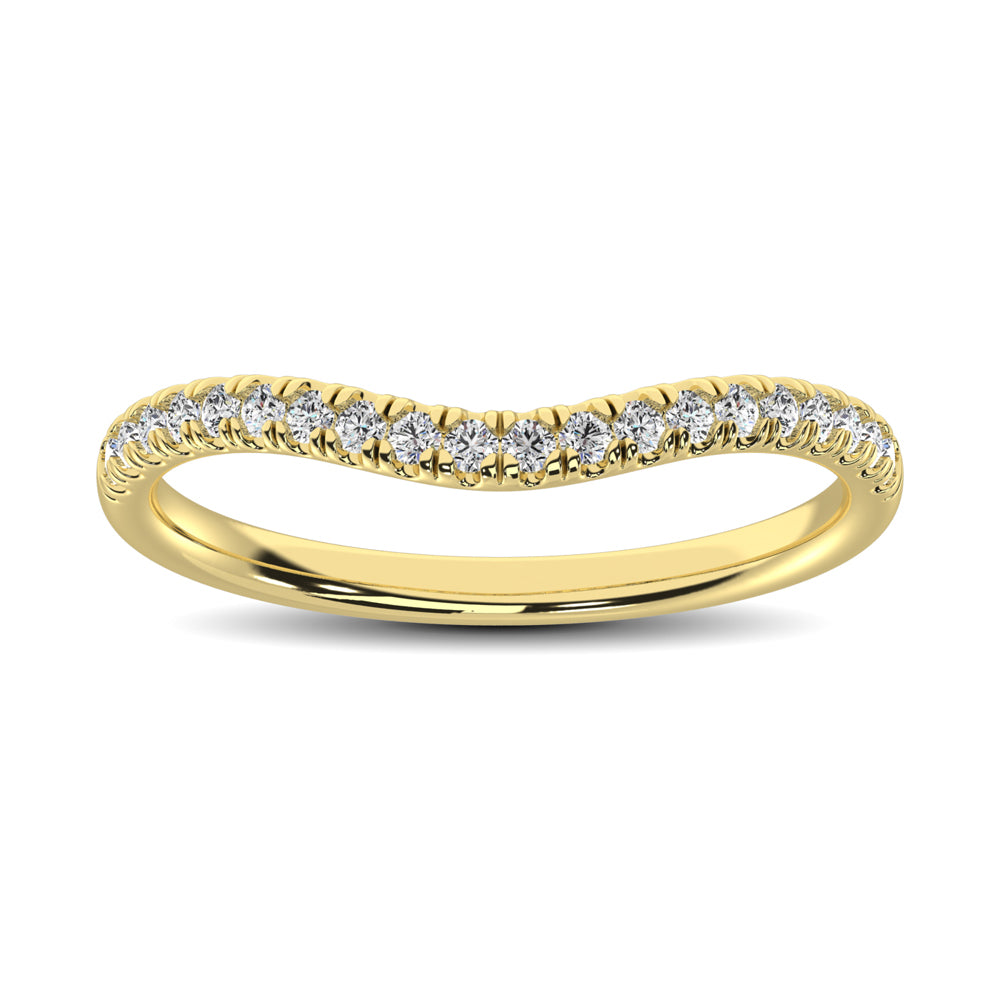 14K Yellow Gold 1/6 Ct.tw Contour Band Ring