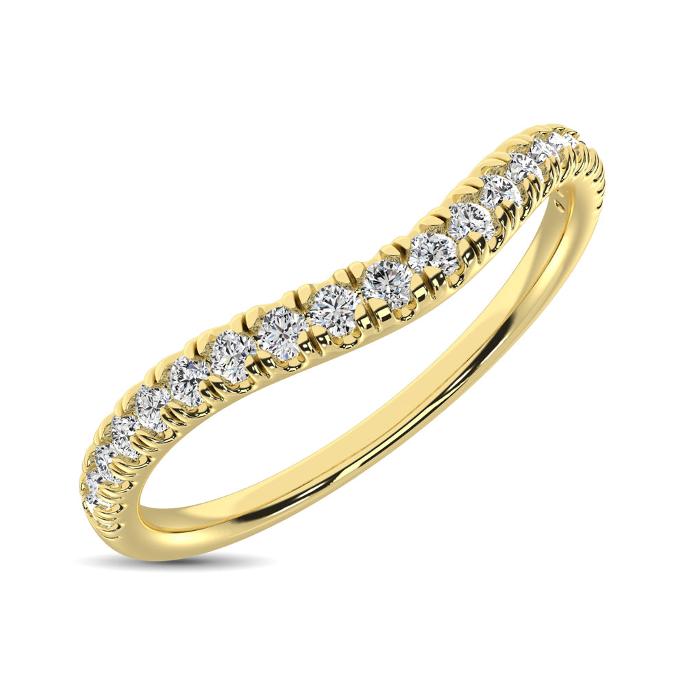 14K Yellow Gold 1/6 Ct.tw Contour Band Ring