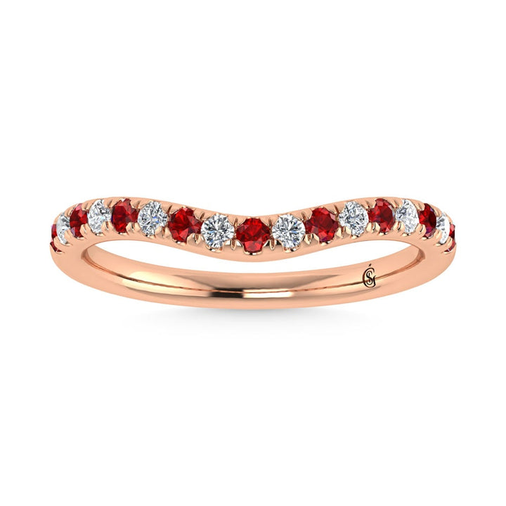 14K Rose Gold Ruby and Diamond 1/3 Ct.Tw.  Ruby Curve Band
