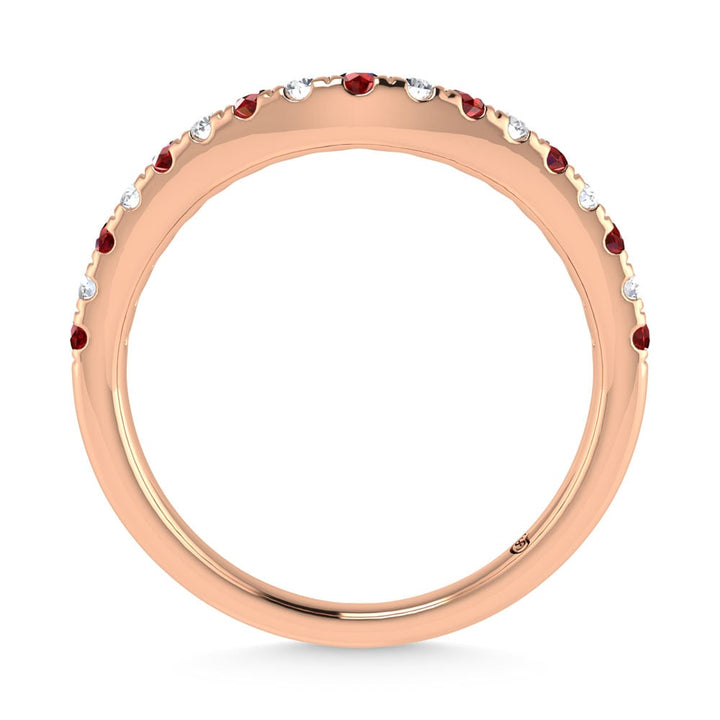 14K Rose Gold Ruby and Diamond 1/3 Ct.Tw.  Ruby Curve Band