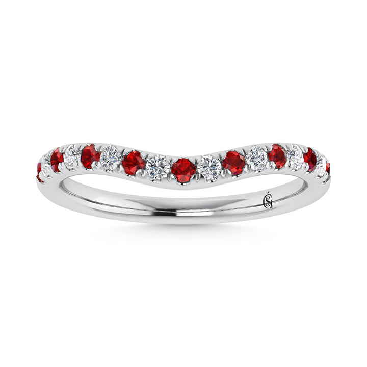 14K White Gold Ruby and Diamond 1/3 Ct.Tw. Curve Band