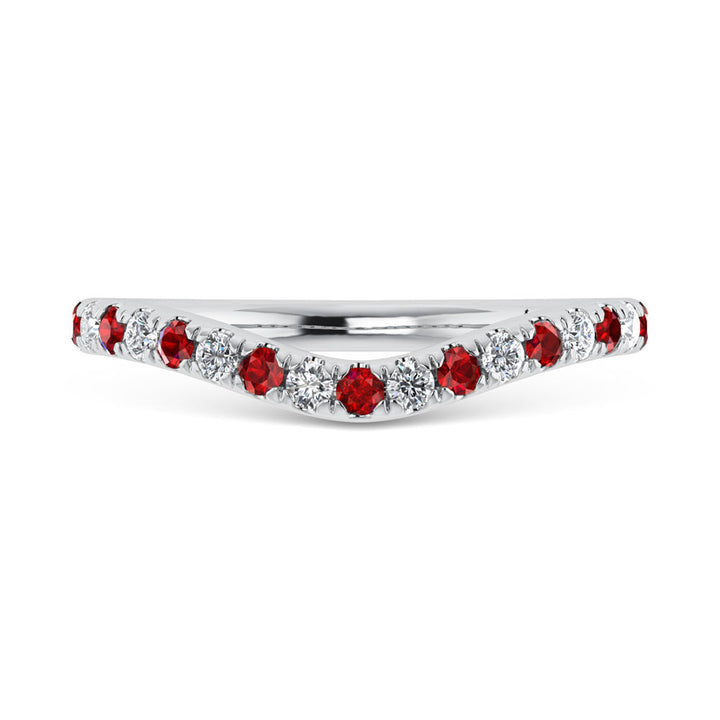 14K White Gold Ruby and Diamond 1/3 Ct.Tw. Curve Band