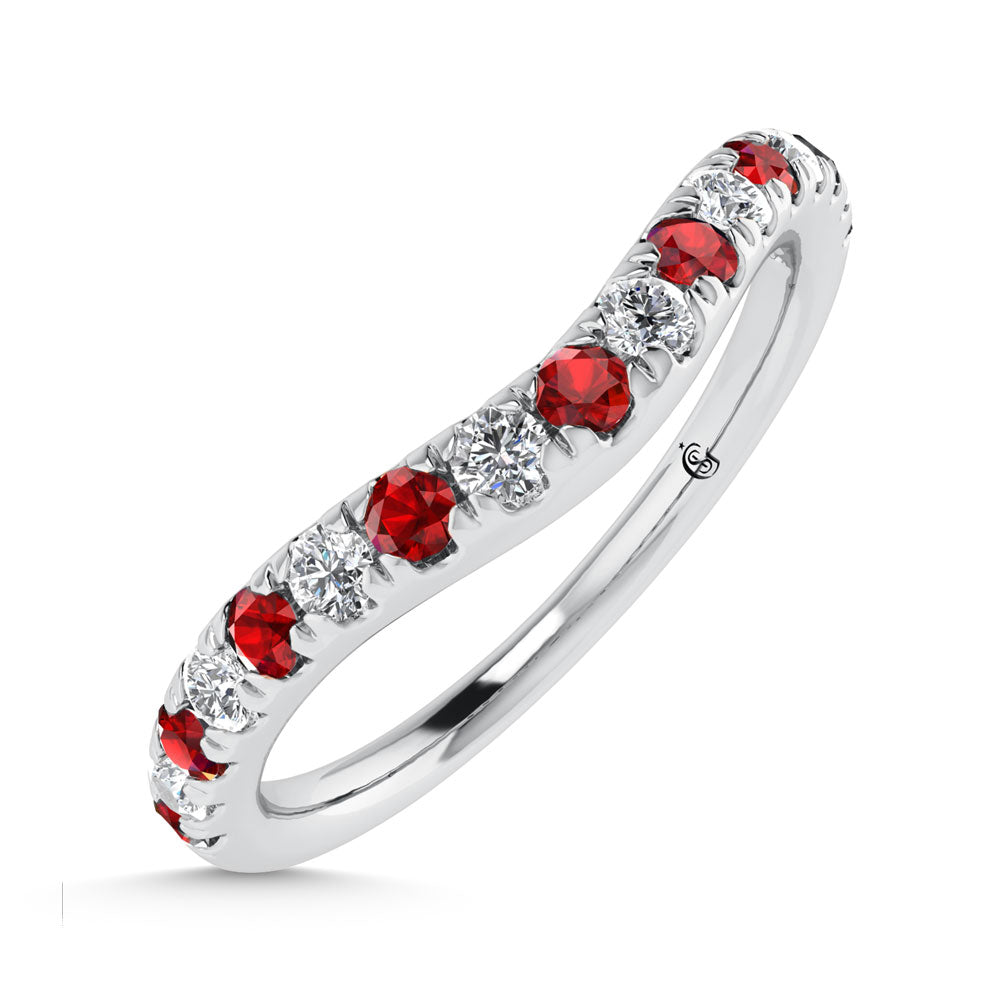 14K White Gold Ruby and Diamond 1/3 Ct.Tw. Curve Band