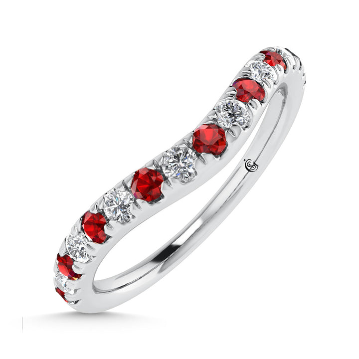 14K White Gold Ruby and Diamond 1/3 Ct.Tw. Curve Band
