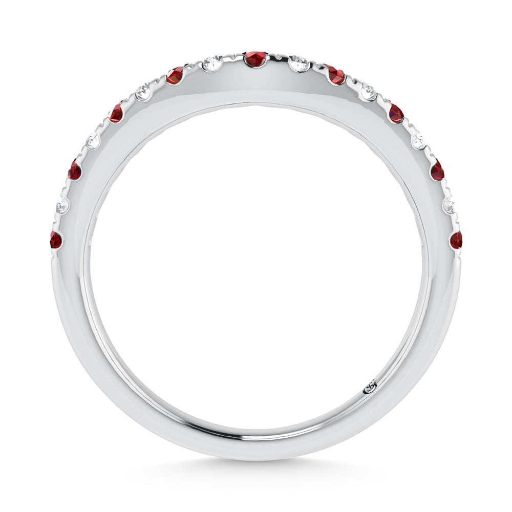 14K White Gold Ruby and Diamond 1/3 Ct.Tw. Curve Band