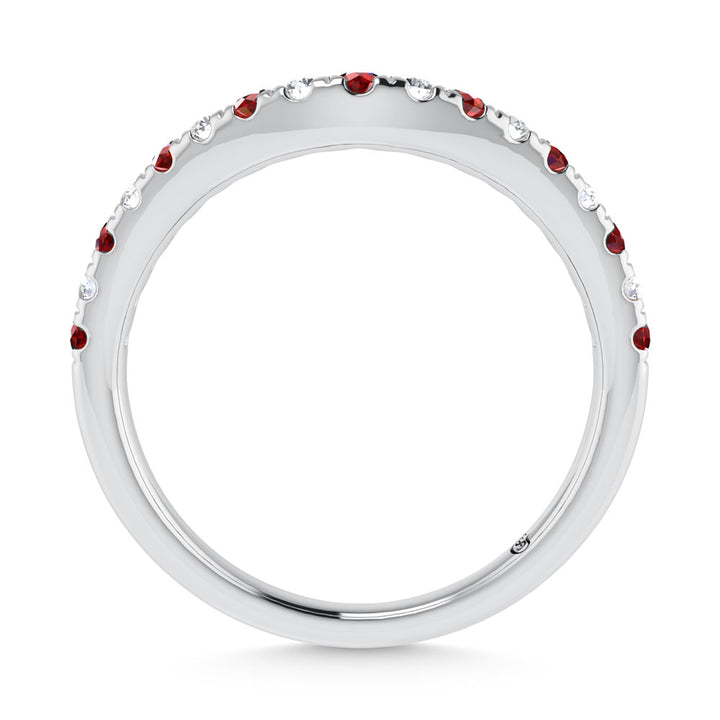 14K White Gold Ruby and Diamond 1/3 Ct.Tw. Curve Band