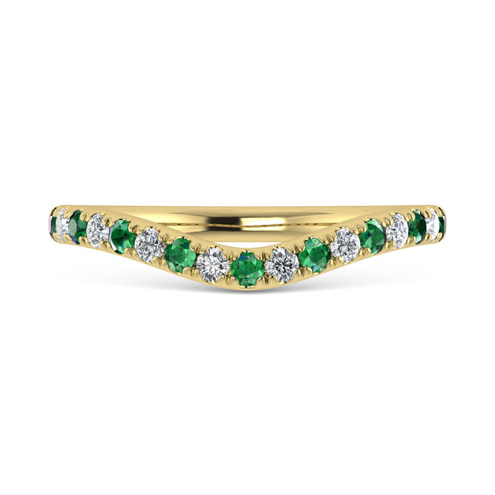 14K Yellow Gold Emerald and Diamond 1/3 Ct.Tw. Curve Band