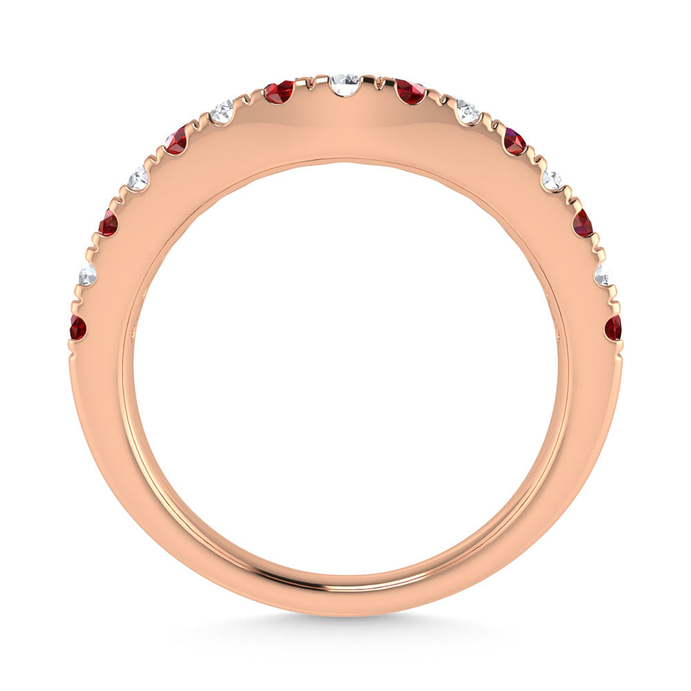 14K Rose Gold Ruby and Diamond 5/8 Ct.Tw.  Ruby Curve Band