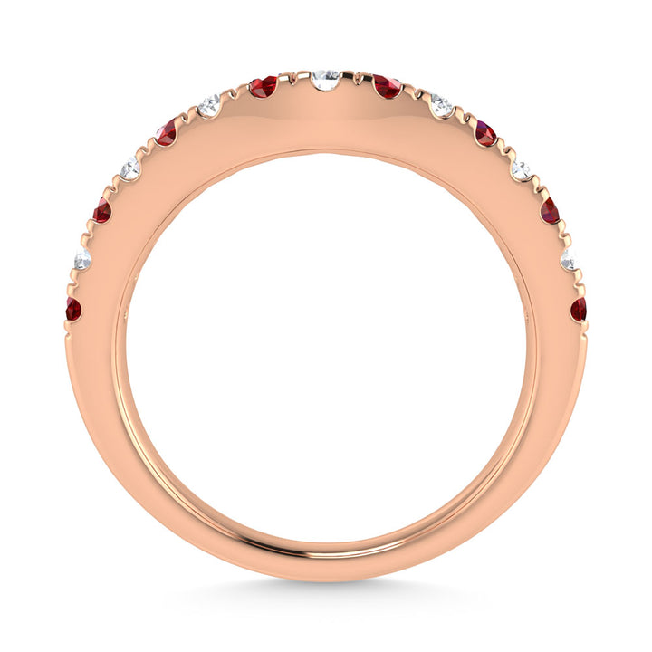 14K Rose Gold Ruby and Diamond 5/8 Ct.Tw.  Ruby Curve Band