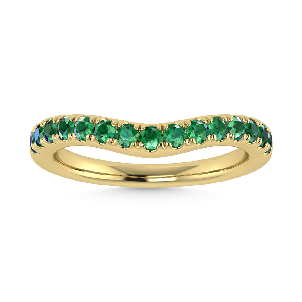 14K Yellow Gold Emerald 3/8 Ct.Tw. Curve Band