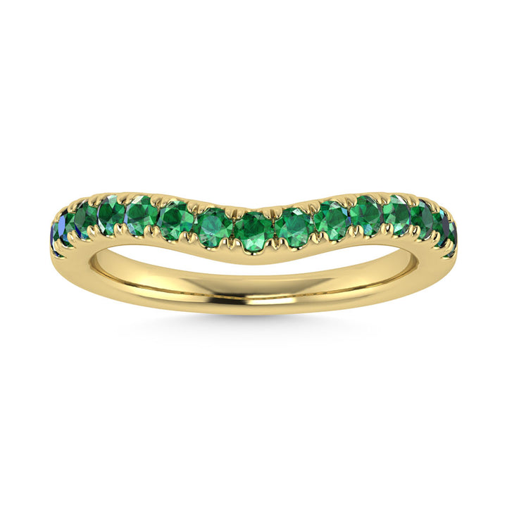 14K Yellow Gold Emerald 3/8 Ct.Tw. Curve Band