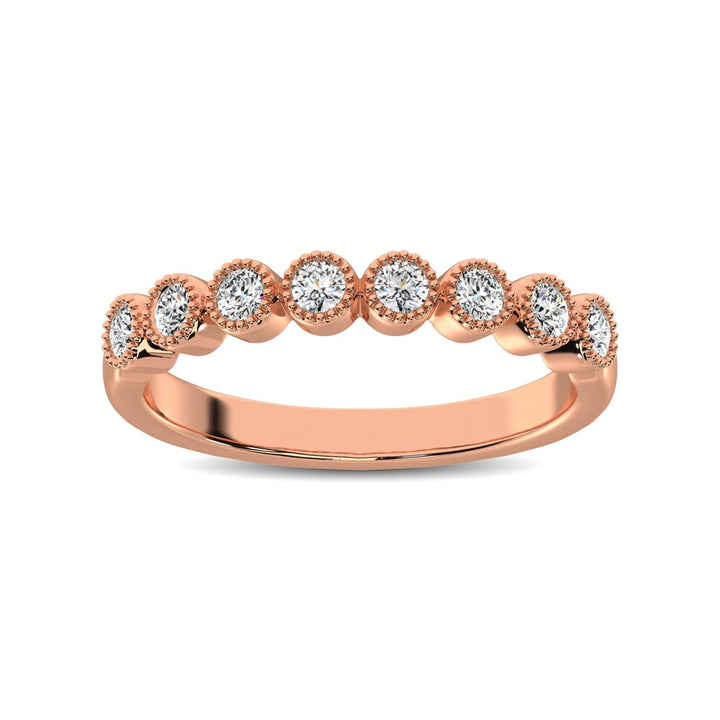 Diamond 1/4 Ct.tw Stackable Bezel Band with Beaded Setting in 14K Rose Gold