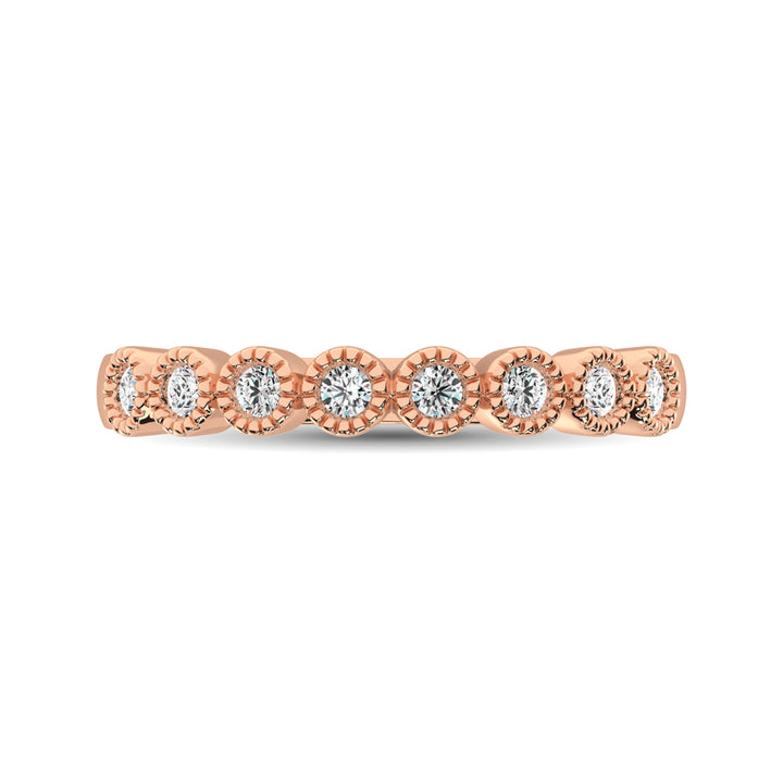 Diamond 1/4 Ct.tw Stackable Bezel Band with Beaded Setting in 14K Rose Gold