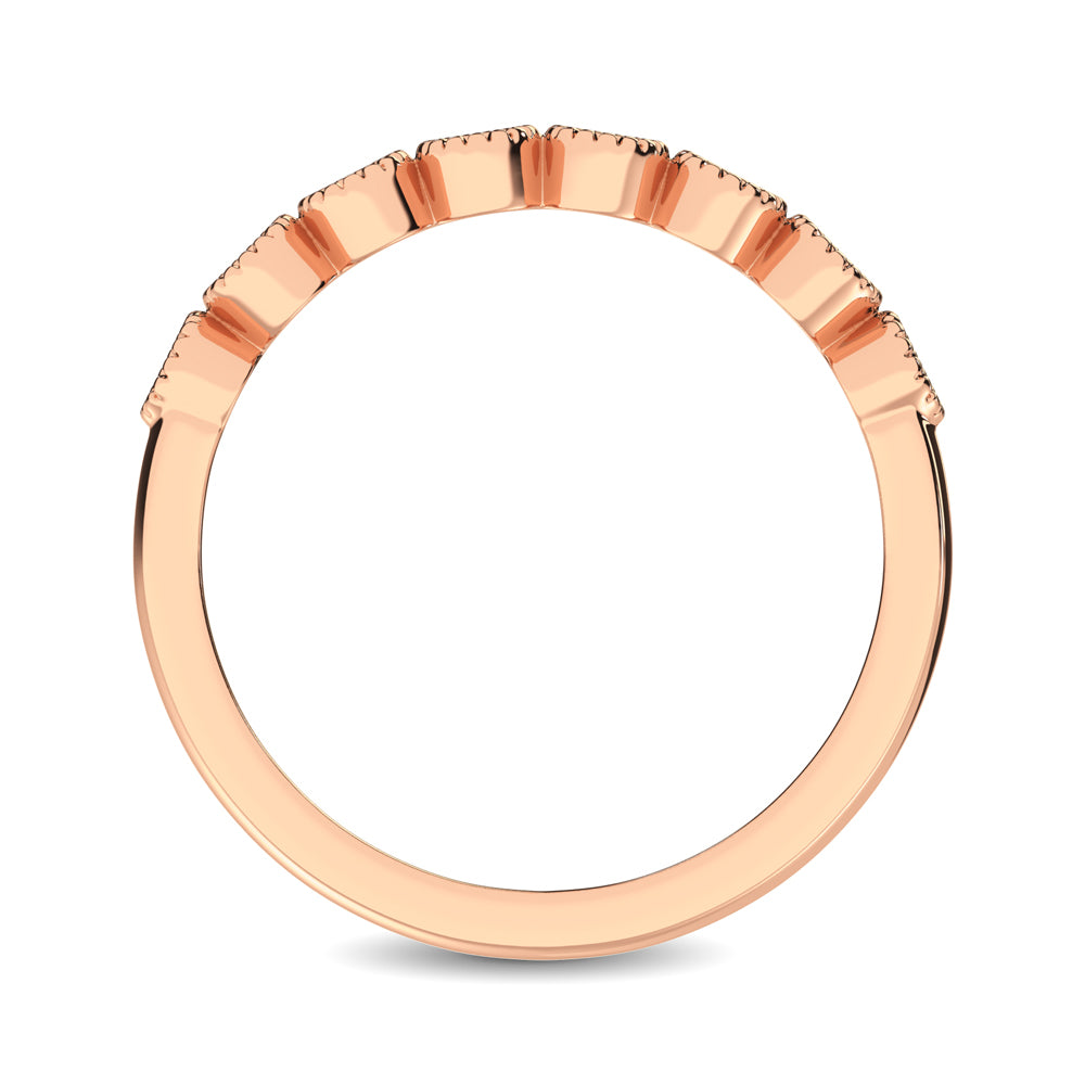 Diamond 1/4 Ct.tw Stackable Bezel Band with Beaded Setting in 14K Rose Gold
