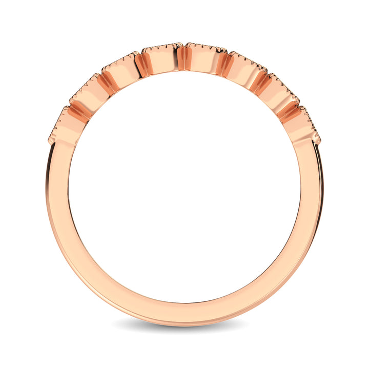 Diamond 1/4 Ct.tw Stackable Bezel Band with Beaded Setting in 14K Rose Gold