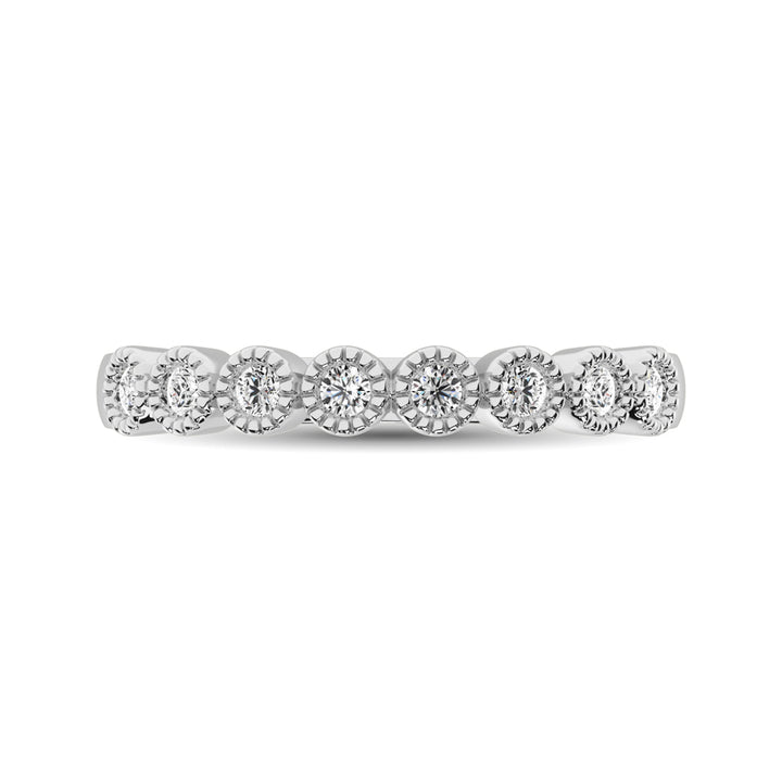 Diamond 1/4 Ct.tw Stackable Bezel Band with Beaded Setting in 14K White Gold