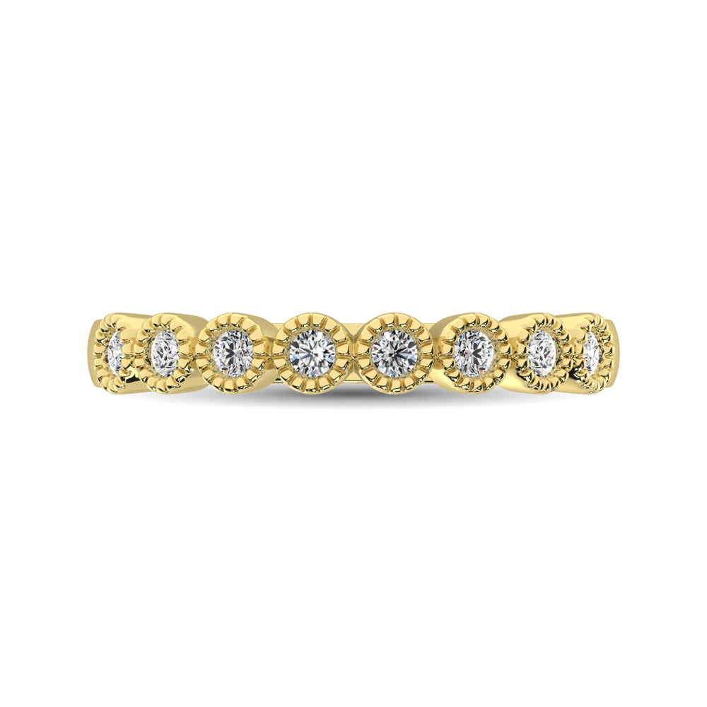 Diamond 1/4 Ct.tw Stackable Bezel Band with Beaded Setting in 14K Yellow Gold