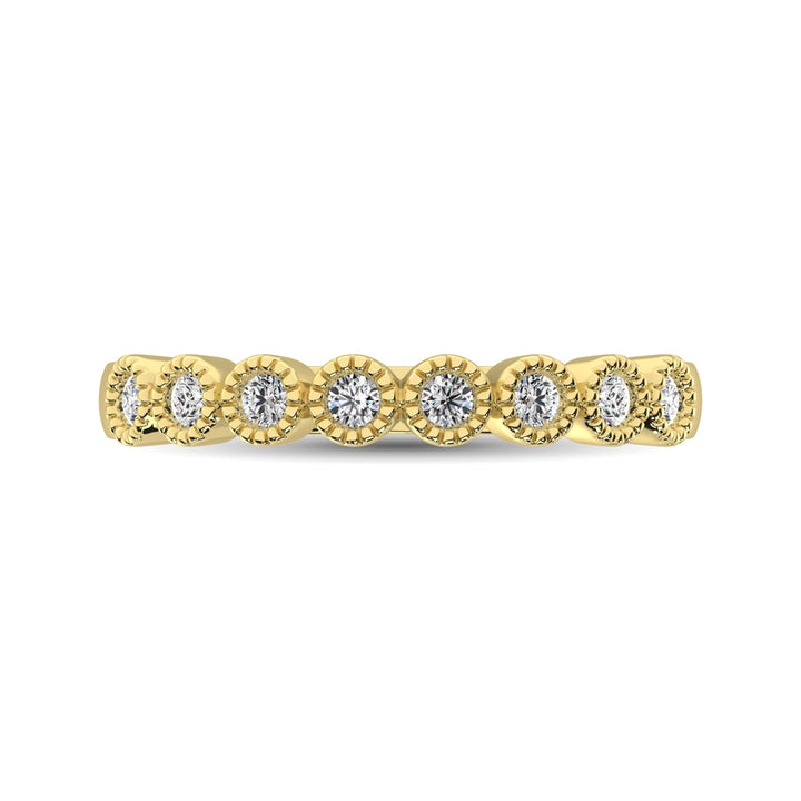 Diamond 1/4 Ct.tw Stackable Bezel Band with Beaded Setting in 14K Yellow Gold