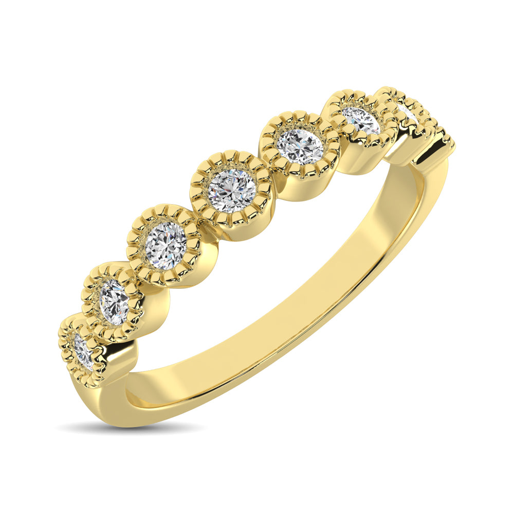 Diamond 1/4 Ct.tw Stackable Bezel Band with Beaded Setting in 14K Yellow Gold