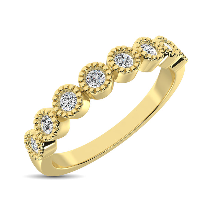 Diamond 1/4 Ct.tw Stackable Bezel Band with Beaded Setting in 14K Yellow Gold