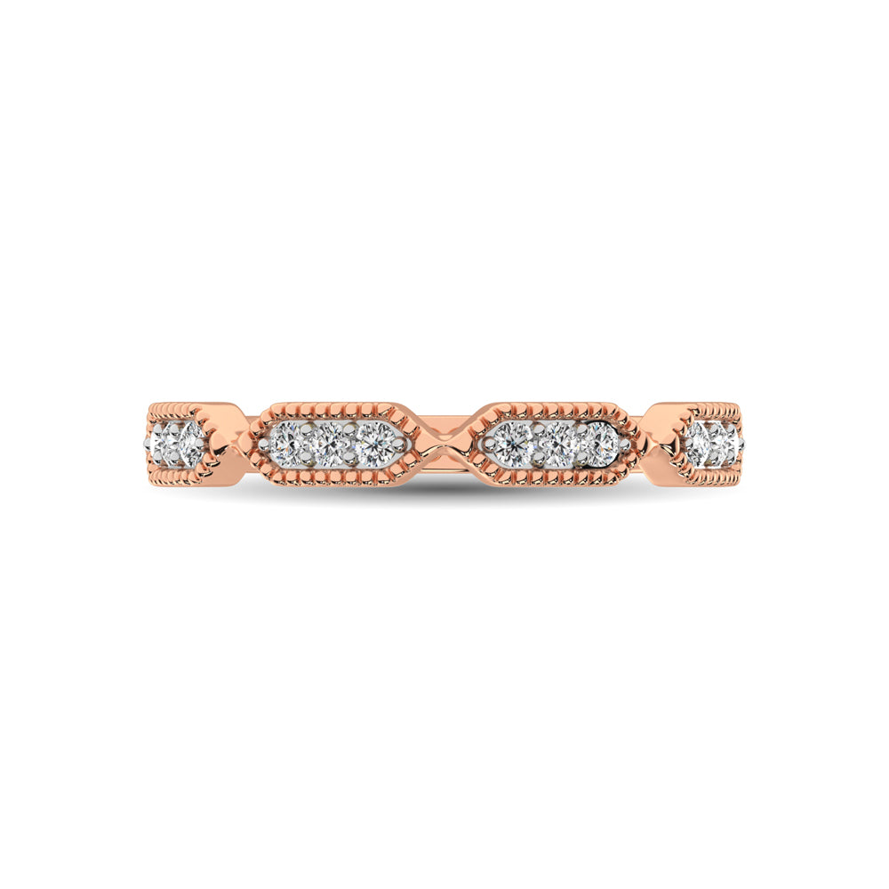 Beaded Style Band set with 1/6 Ct.tw Diamond in 14K Rose Gold