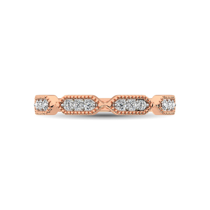 Beaded Style Band set with 1/6 Ct.tw Diamond in 14K Rose Gold