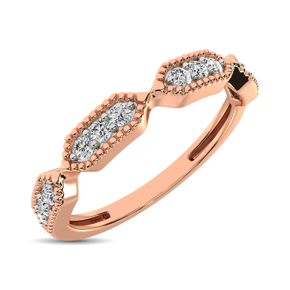 Beaded Style Band set with 1/6 Ct.tw Diamond in 14K Rose Gold