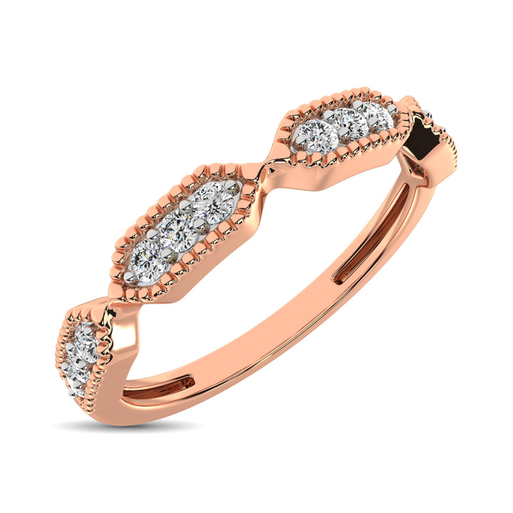 Beaded Style Band set with 1/6 Ct.tw Diamond in 14K Rose Gold
