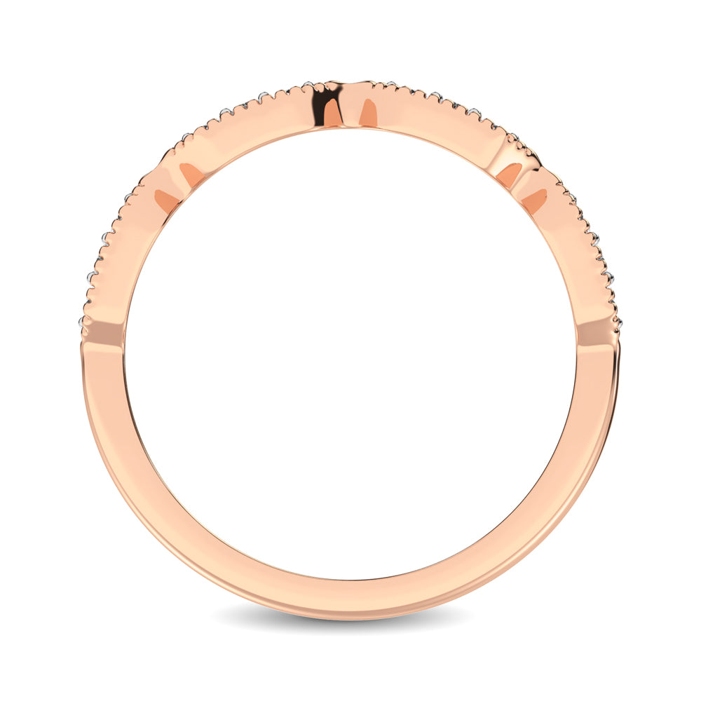 Beaded Style Band set with 1/6 Ct.tw Diamond in 14K Rose Gold