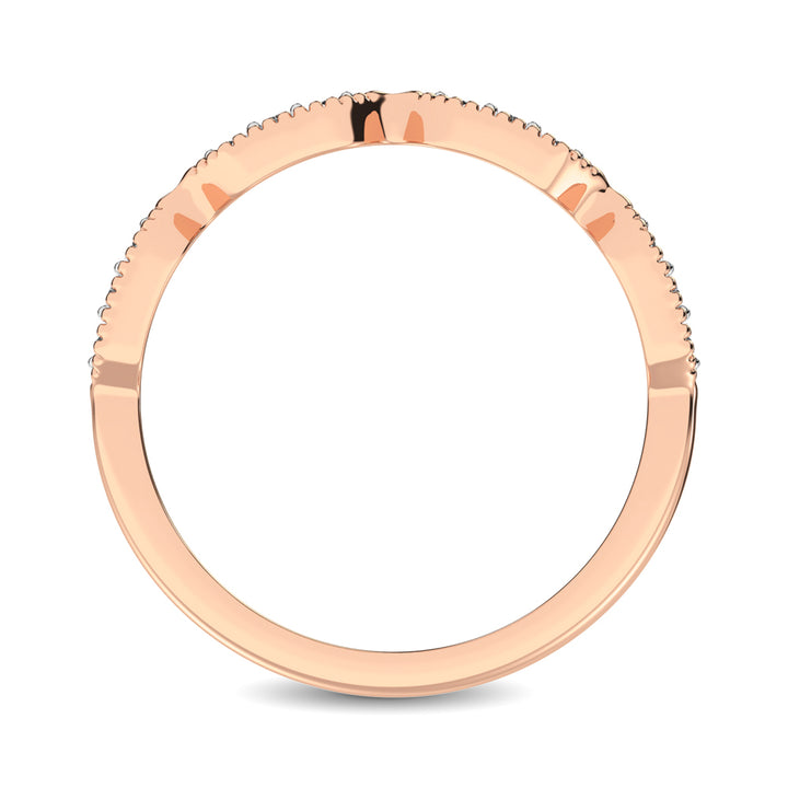 Beaded Style Band set with 1/6 Ct.tw Diamond in 14K Rose Gold