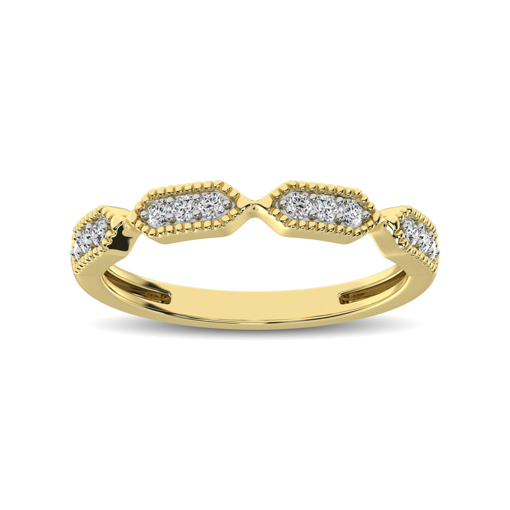 Beaded Style Band set with 1/6 Ct.tw Diamond in 14K Yellow Gold