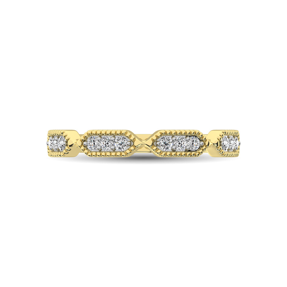 Beaded Style Band set with 1/6 Ct.tw Diamond in 14K Yellow Gold