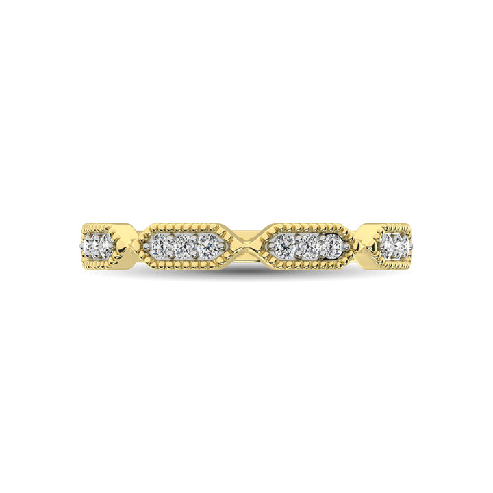 Beaded Style Band set with 1/6 Ct.tw Diamond in 14K Yellow Gold