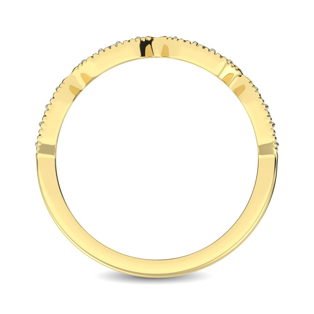 Beaded Style Band set with 1/6 Ct.tw Diamond in 14K Yellow Gold