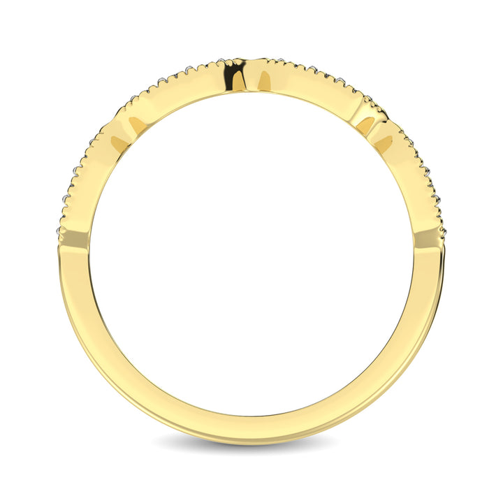 Beaded Style Band set with 1/6 Ct.tw Diamond in 14K Yellow Gold