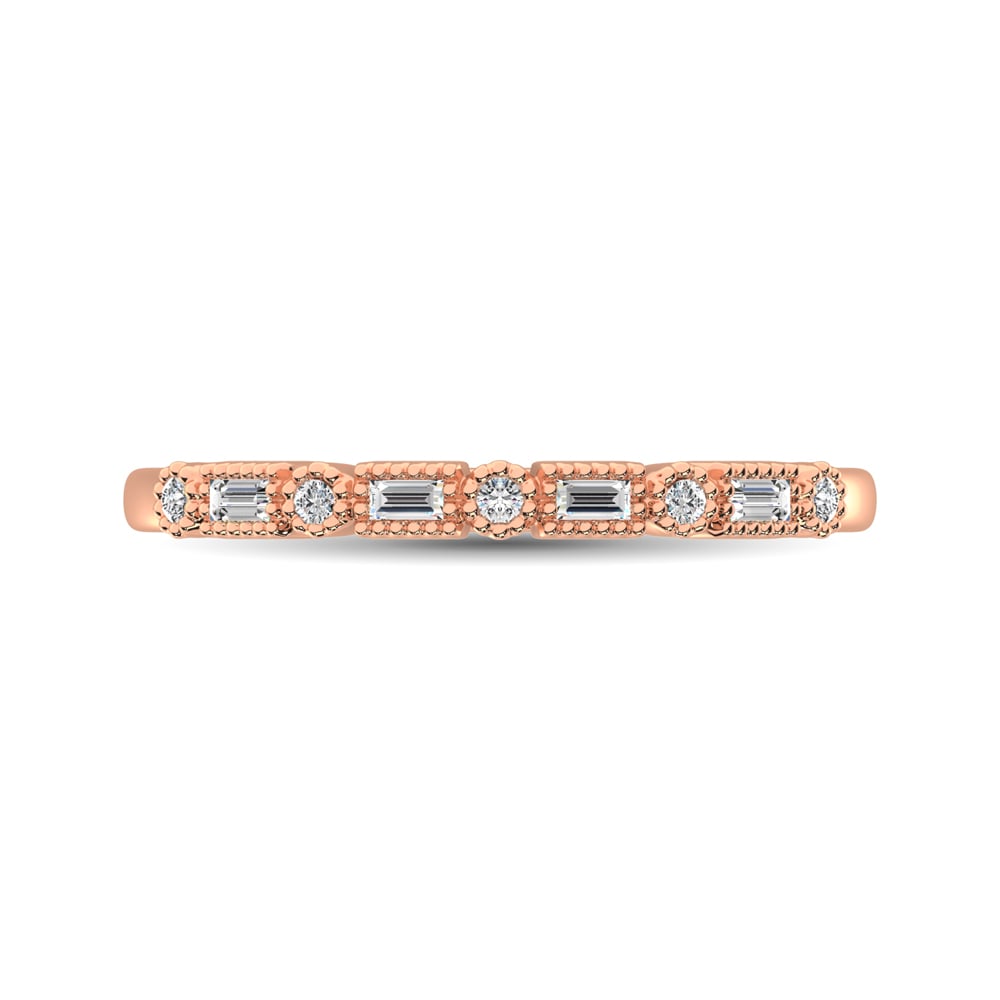14K Rose Gold 1/10 Ct.tw Round and Tapper Diamond Band Ring