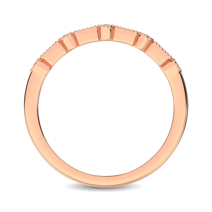 14K Rose Gold 1/10 Ct.tw Round and Tapper Diamond Band Ring