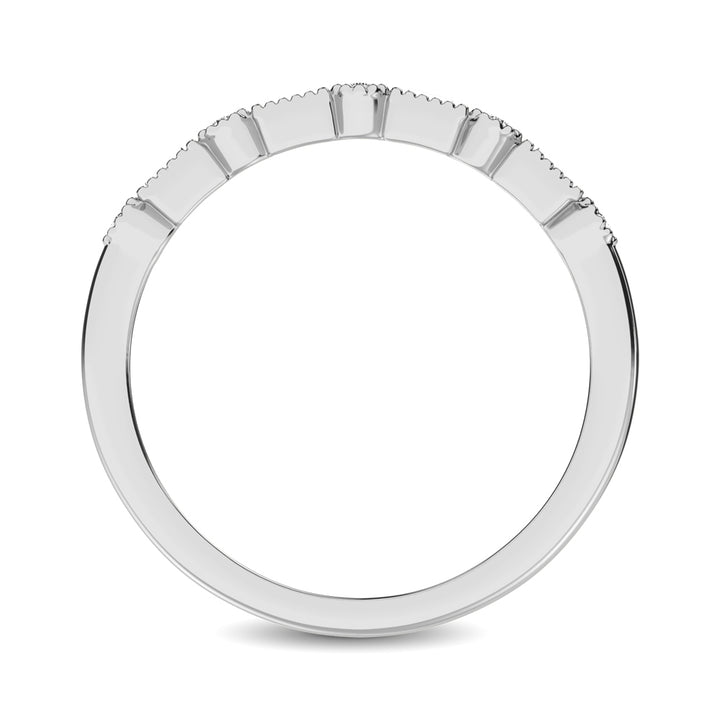 14K White Gold 1/10 Ct.tw Round and Tapper Diamond Band Ring