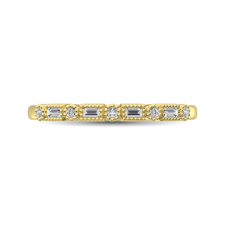 14K Yellow Gold 1/10 Ct.tw Round and Tapper Diamond Band Ring