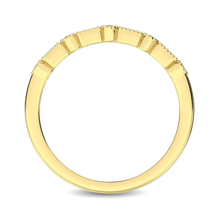 14K Yellow Gold 1/10 Ct.tw Round and Tapper Diamond Band Ring