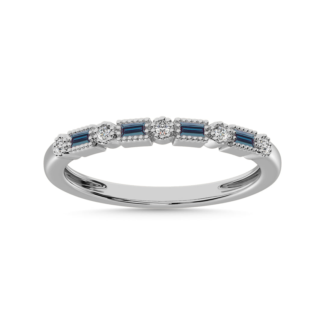 Synthetic Alexandrite and Alternate Diamond 1/3 Ct.Tw. Stack Band in 10K White Gold