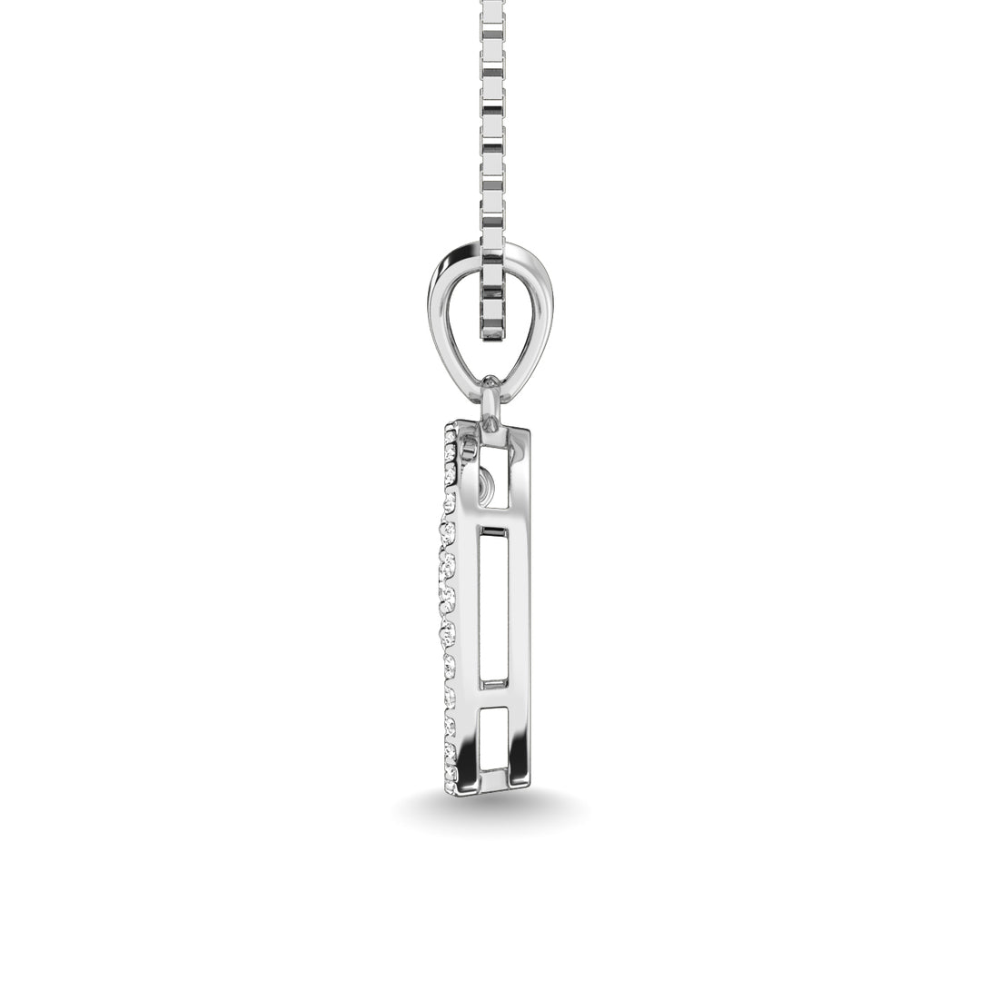 10K White Gold 1/4 Ct.Tw. Diamond Circle Dangler Pendant