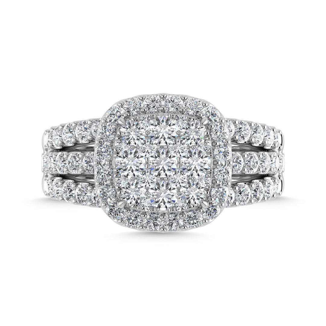 Diamond 2 1/2 Ct.Tw. Three Row Engagement Ring in 14K White Gold