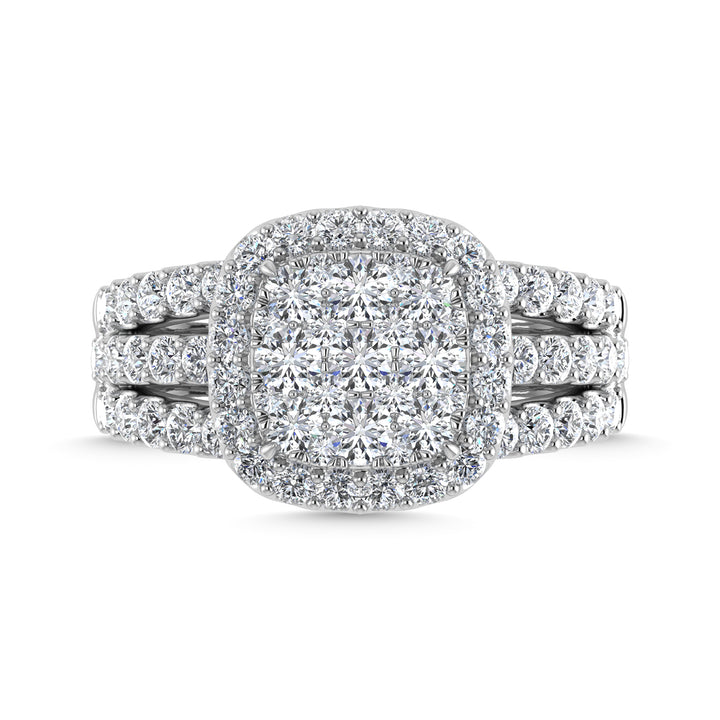 Diamond 2 1/2 Ct.Tw. Three Row Engagement Ring in 14K White Gold