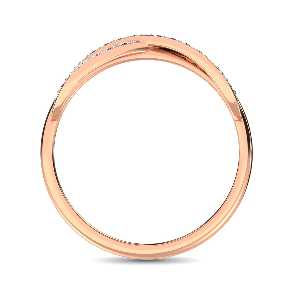 10K Rose Gold 1/4 Ct.Tw. Diamond Cross Over Ring