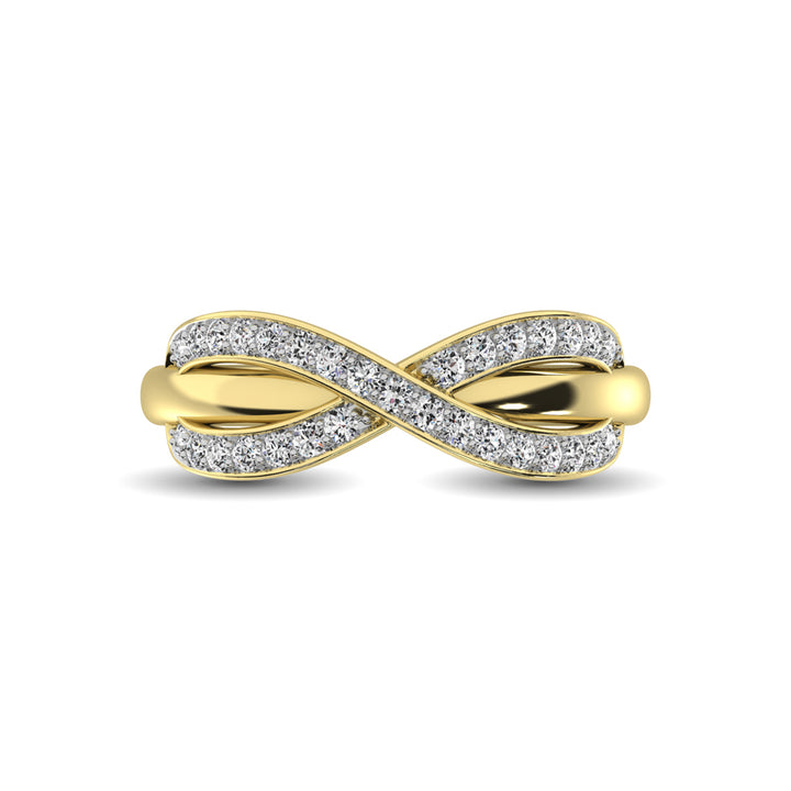 10K Yellow Gold 1/4 Ct.Tw. Diamond Cross Over Ring