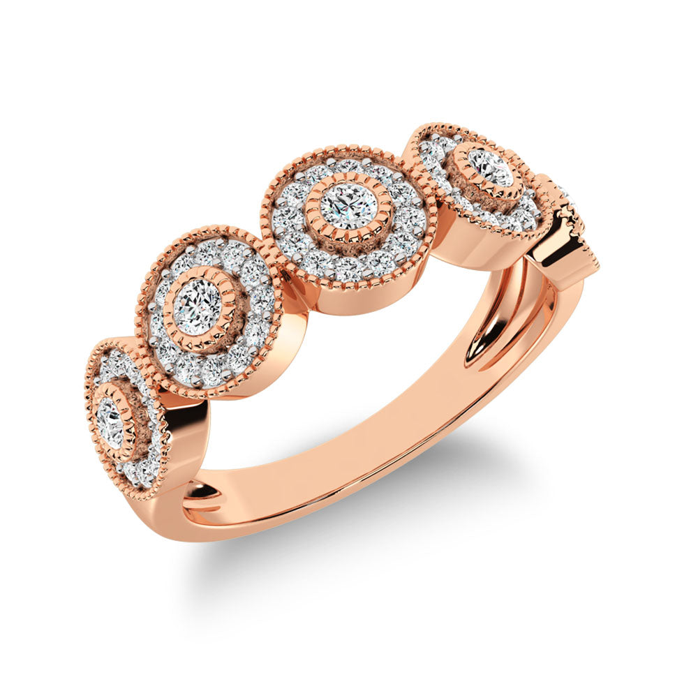 14K Rose Gold 2/5 Ct.Tw. Diamond Fashion Ring With Milgrain Detail