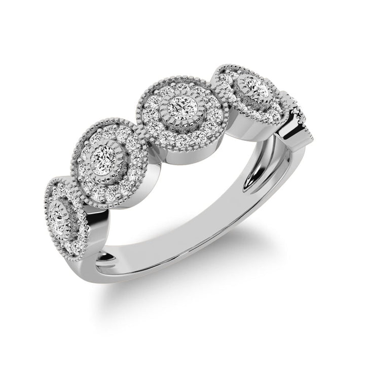 14K White Gold 2/5 Ct.Tw. Diamond Fashion Ring With Milgrain Detail