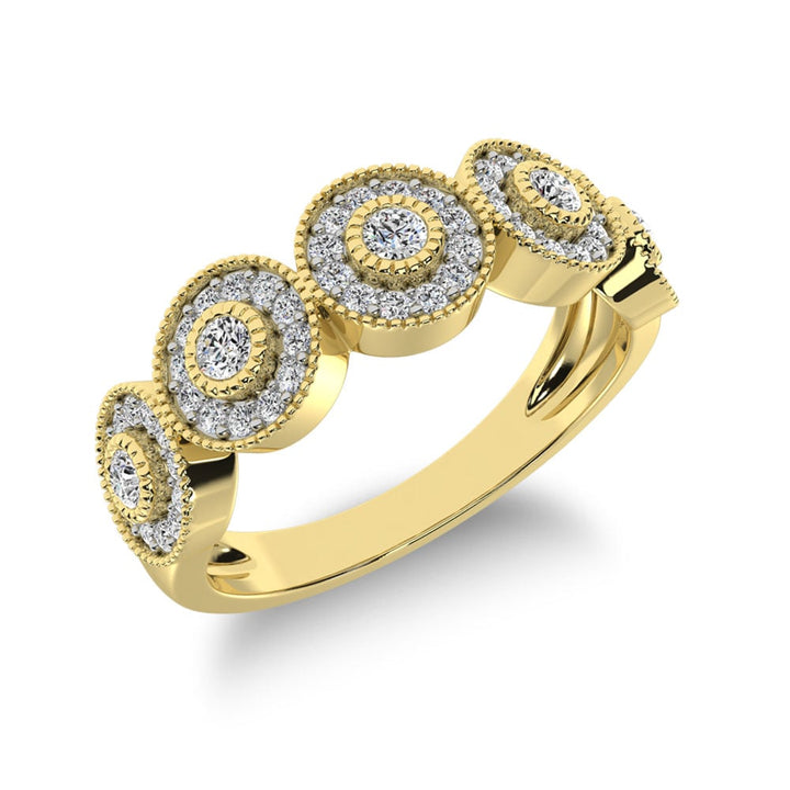 14K Yellow Gold 2/5 Ct.Tw. Diamond Fashion Ring With Milgrain Detail
