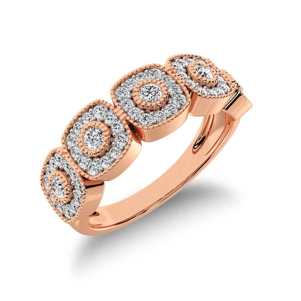 14K Rose Gold 2/5 Ct.Tw. Diamond Fashion Ring With Milgrain Detail
